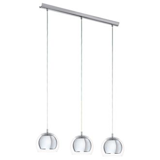 Loops Pendant Ceiling Light Colour Chrome Plated Shade Clear Glass Bulb E27 3x40W