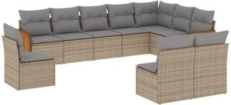 vidaXL Juego De Sof&aacute;s Jard&iacute;n Con Cojines Beige 10 Pzas Rat&aacute;n Sint&eacute;tico Vidaxl