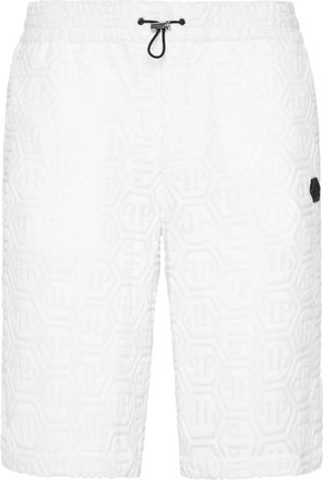 Philipp Plein Korte Broeken, Heren, Wit, L, Katoen, Short Broeken Cool Kid Fit Jacquard