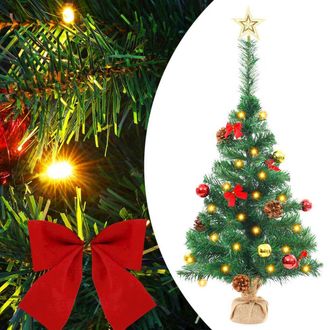 vidaXL Artificial Christmas Tree with Baubles and LEDs Green 25.2, 321505
