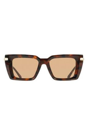 Ferragamo 52mm Rectangular Sunglasses in Tortoise at Nordstrom
