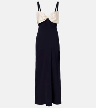 Rixo Bow-detail satin midi dress
