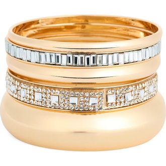 Nordstrom Rack Set of 5 Crystal Bangles in Clear- Gold at Nordstrom Rack