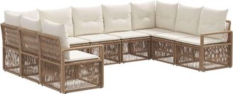 vidaXL Conjunto De Sof&aacute;s De Jard&iacute;n 9 Uds. Beige Rat&aacute;n Sint&eacute;tico Vidaxl