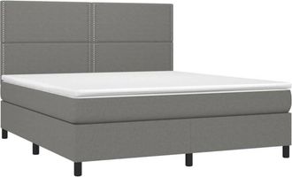 vidaXL Vidaxl - Cama Box Spring Con Colch&oacute;n Tela Gris Oscuro 160x200 Cm