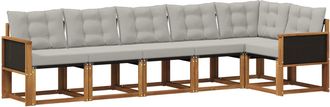 vidaXL Conjunto De Sof&aacute;s De Exterior 6 Uds. Natural Y Gris Claro Vidaxl
