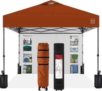 Best Choice Products 10x10ft Easy Setup Pop Up Canopy, Portable Tent w/ Side Wall, 1-Button Push, Case