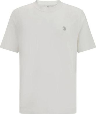 Brunello Cucinelli Tops, Heren, Beige, XL, Katoen, Katoenen Crew Neck T-shirt