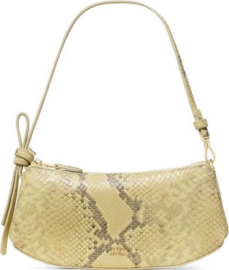 Kate Spade New York loop snakeskin embossed leather pochette shoulder bag in Pale Citron at Nordstrom