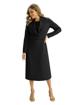 Jessica London Cropped Jacket Dress in Black at Nordstrom, Size 32