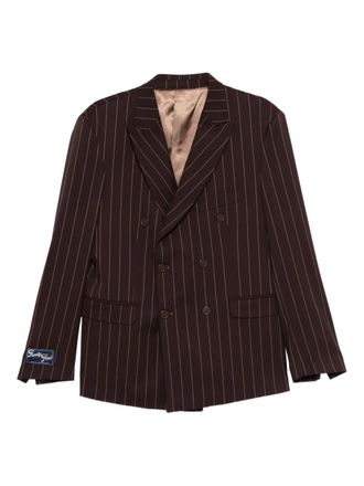 Family Fir$t Milano pinstripe-pattern double-breasted blazer - Brown