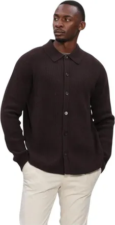 Profuomo Overshirt Full Button - Heren - Truien - Bruin - Maat: L Zijde