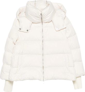 Add Beige Down Cape Quilted Down Jacket