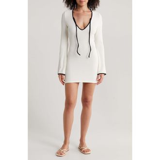 Montce Swim Sophia Rib Terry Cover-Up Dress in Cream Terry Rib Black Binded at Nordstrom Rack, Size X-Large