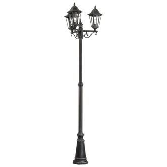 Loops IP44 Outdoor Bollard Light Black & Silver Patina Aluminium 3 x 60W E27 Bulb