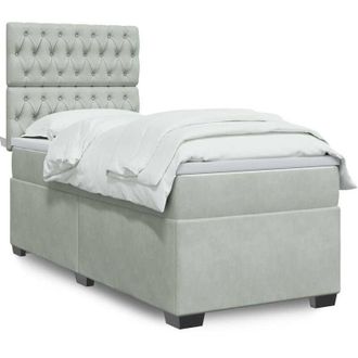 vidaXL Vidaxl - Cama Box Spring Con Colch&oacute;n Terciopelo Gris Claro 90x190 Cm