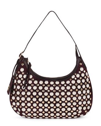 Raf&eacute; New York Alva Studded Hobo Crossbody in Chocolate at Nordstrom, Size Medium
