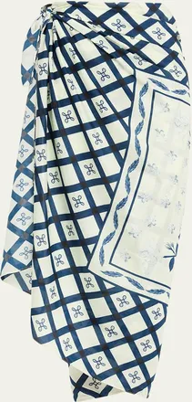 Verandah Palm Azulejos Pareo Coverup