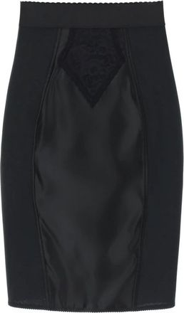 Dolce & Gabbana Satin en Powernet Kant Rok - Dames - Kokerrokken - Zwart - M - Satijn - Rokken