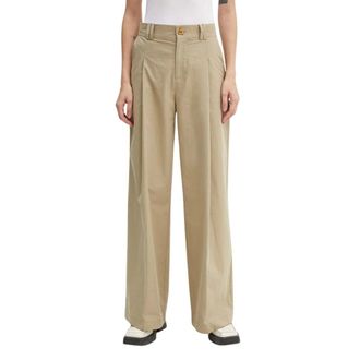 &Aacute;eron Broeken, Dames, Beige, S, Katoen, Luchtige Katoenen Wijde Broek