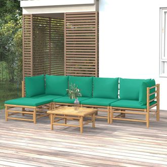 vidaXL Vidaxl - Set De Muebles De Jard&iacute;n 6 Piezas Bamb&uacute; Con Cojines Verde