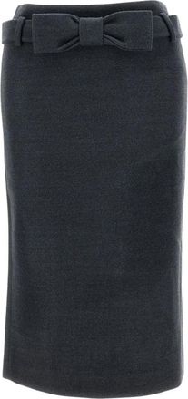 Shushu/Tong Rechte wollen rok met strik - Dames - Kokerrokken - Grijs - S - Wol - Rokken
