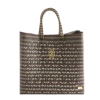 Lola's Bag Womens Medium Woven Regular Strap Tote Bag In Taupe/silver