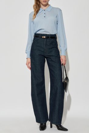 Rag & Bone Cashmere Long-sleeve Polo, Womens, Light Blue