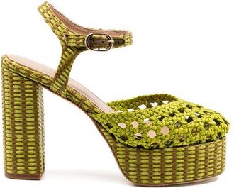 Andrea Gomez Beatriz Raffia Platform in Olive at Nordstrom, Size 39.5