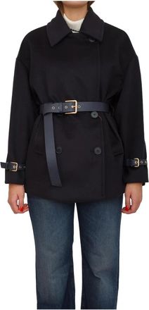 Max Mara Cappotto - Dames - Zomerjassen - Blauw - S - Wol - Jassen