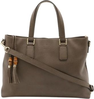Gucci Pre-owned Tote Bags, female, Brown, Size: ONE SIZE Pre-owned Bamboo Leather 2way Bag