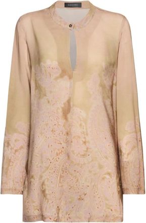 Elena Miro Blusa - Dames - Blouses - Bruin - L - Denim - Overhemden