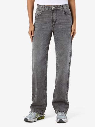 Noisy May Straight-Jeans NOISY MAY NMYOLANDA NW WIDE JEANS AZ371DG NOOS, Damen, Gr. 25, L&auml;nge 32, blau (dunkelgrau denim), Denim/Jeans, Obermaterial: 99% Baumwo