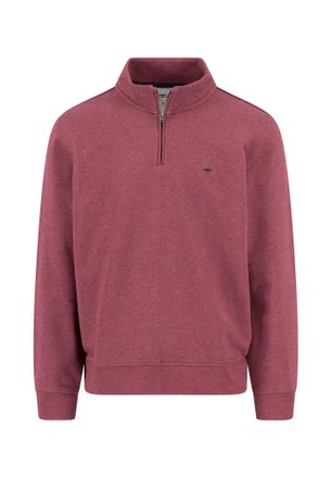 Fynch-Hatton Cotton Sweatshirt with Zip Collar, Deep Merlot, L