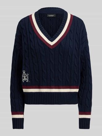Lauren Ralph Lauren Regular Fit Strickpullover aus reiner Baumwolle in Marine, Gr&ouml;&szlig;e XL