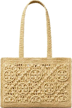 Tory Burch T Monogram Crochet Small Tote in Natural at Nordstrom