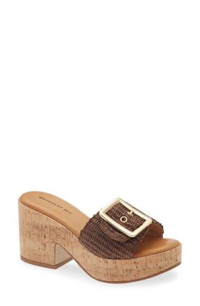 Chocolat Blu Gani Platform Slide Sandal in Brown Raffia at Nordstrom, Size 9-9.5Us