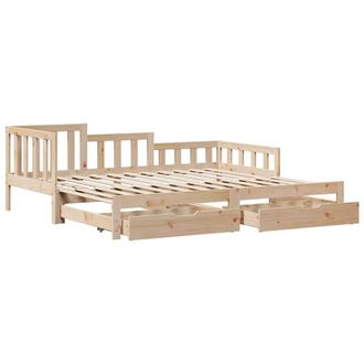 Berkfield Home Versatile Daybed with Trundle & Drawers without Mattress 90x190 in Natural