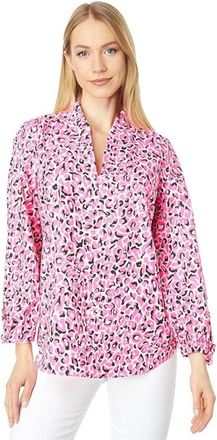 Lilly Pulitzer Sherida Top Womens Pink Topaz My Favorite Spot Blouse JZZ337