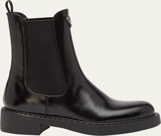 Prada Chocolate Leather Chelsea Boots