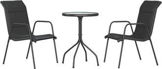vidaXL Juego De Comedor Para Jard&iacute;n 3 Piezas Acero Negro Vidaxl
