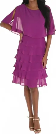 Frank Lyman Design Woven Tiered Dress In Mulberry
