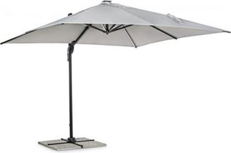 Konte Design Sombrilla con luces led de aluminio antracita, lona gris claro 3x3