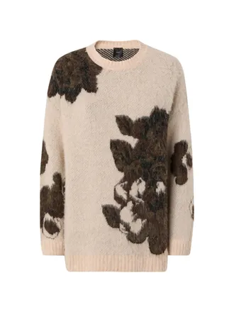 Pinko Relaxed Fit Soft Jacquard Sweater with Floral Patterns