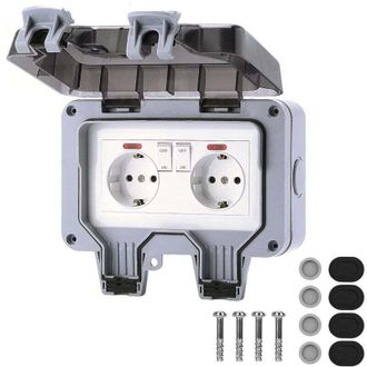 OEM Enchufe Exterior Impermeable Crezuo De 16 A Ip66 Con Interruptor, Caja De Conexiones Impermeable, Interruptor Exterior Doble Impermeable Para Montaje 