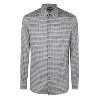 Emporio Armani Heren, Overhemden, Grijs, Maat: XL Katoen