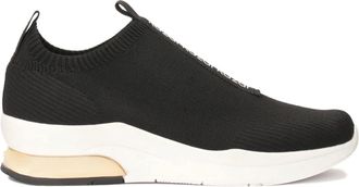 Kazar Zwarte sneakers met elastische slip-on bovenwerk - Dames - Sneakers - Zwart - 36 EU - Leer - Schoenen