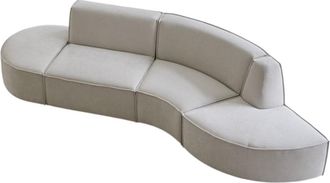 Tikamoon Banqueta modulable de tela beis, 4 plazas