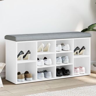 vidaXL Vidaxl - Banco Zapatero Madera De Ingenier&iacute;a Blanco 102x32x50 Cm