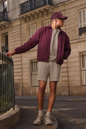 Alo | Cotton Canvas Coaches Jacket in Burgundy Red, Size: Large